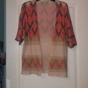 Tribal print short sleeve cardigan